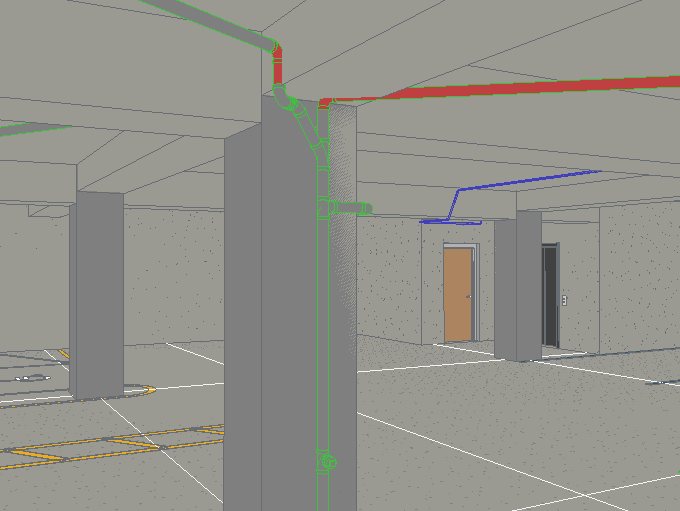 Clash between pipe and duct
